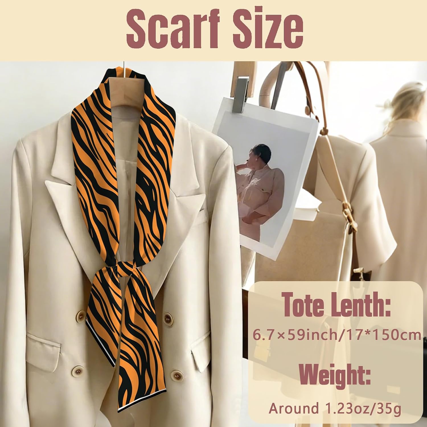 Hair Head Neck Scarf Silk Feeling Long Satin Scarves Aesthetic Cute Decoration for Handbag Women Girls (59 * 6.7'') image 2