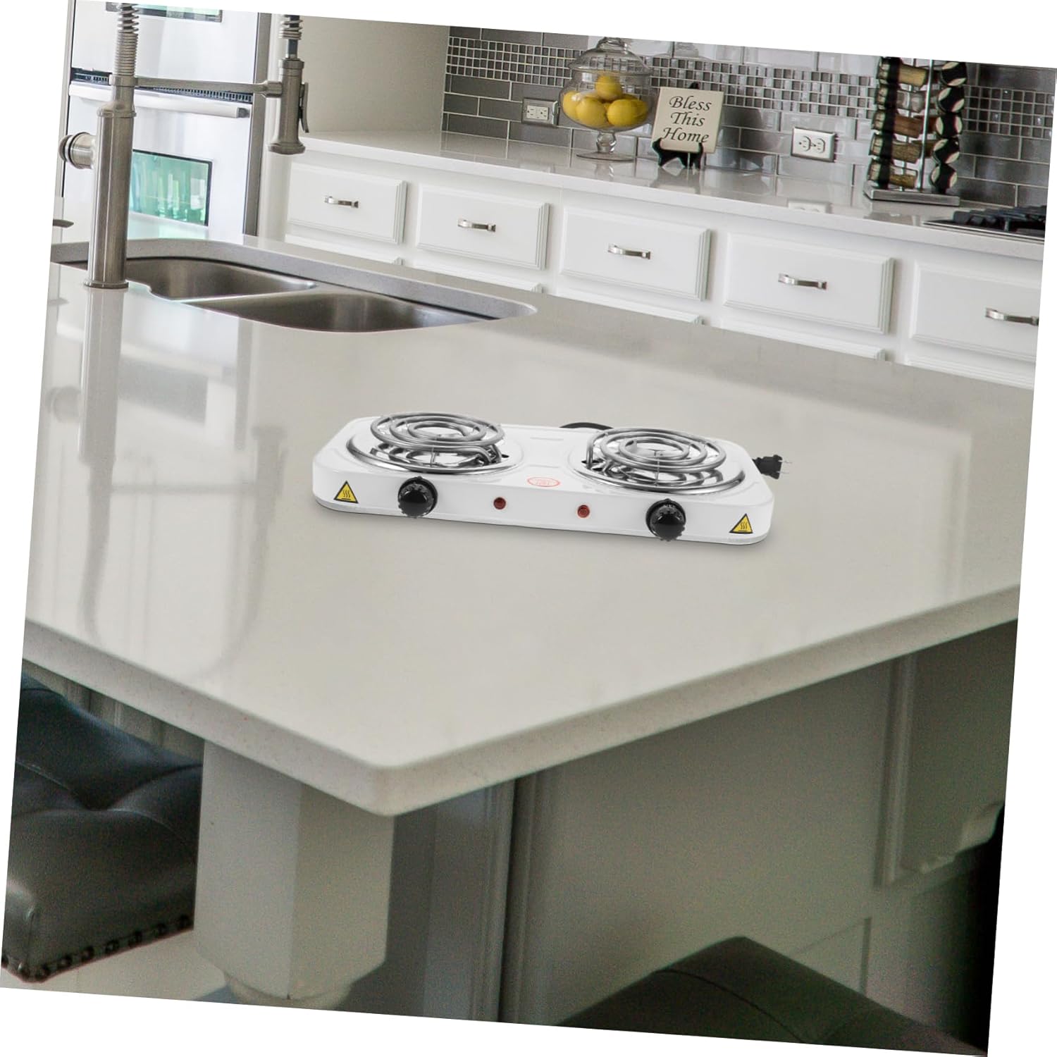 Countertop Double Burner Electric Stove for Versatile Cooking Stainless Steel Coil Design for Kitchen Dorm Rv Use User-friendly Cooktop