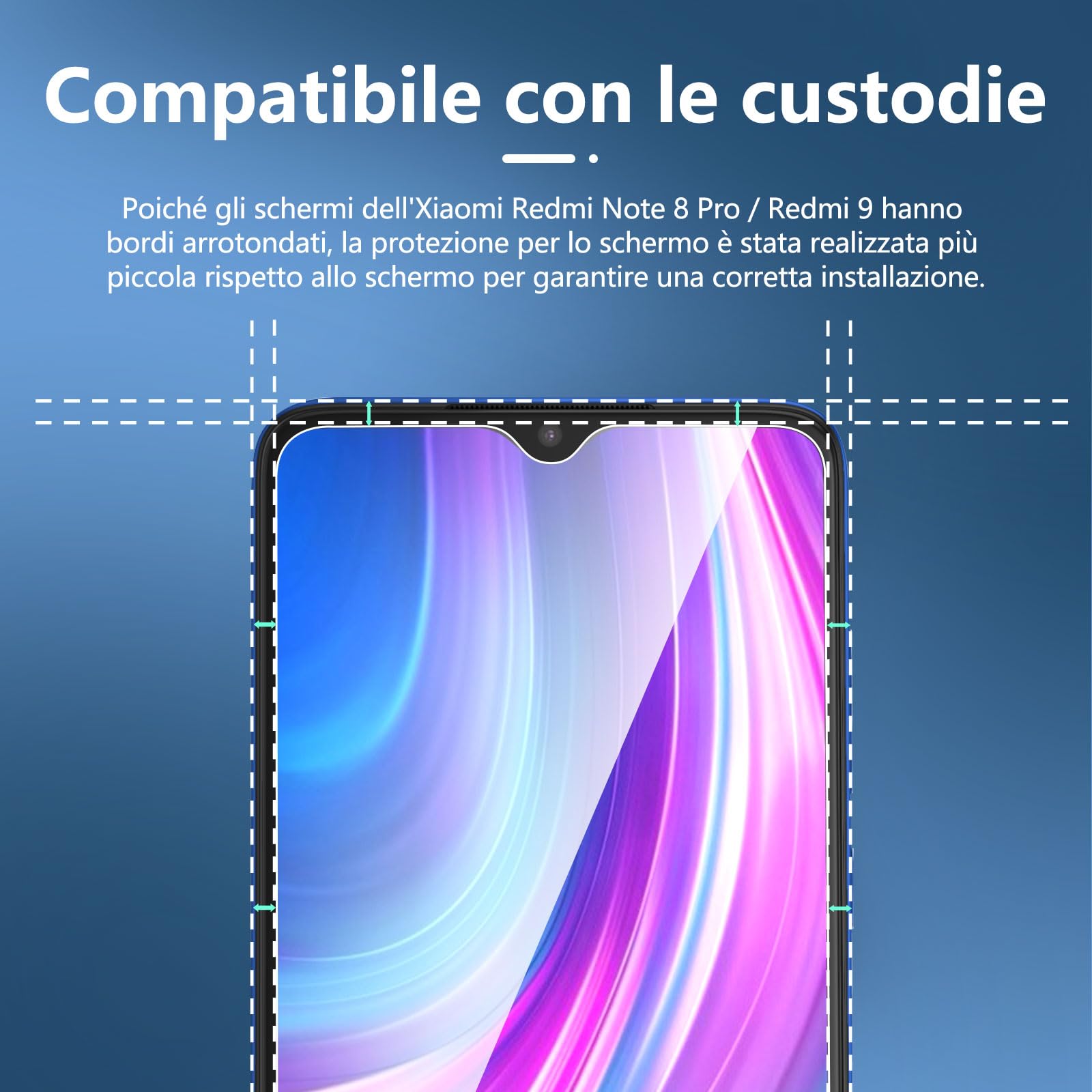 TIKAWI Vetro temprato compatibile Xiaomi Redmi Note 8 Pro (6.53