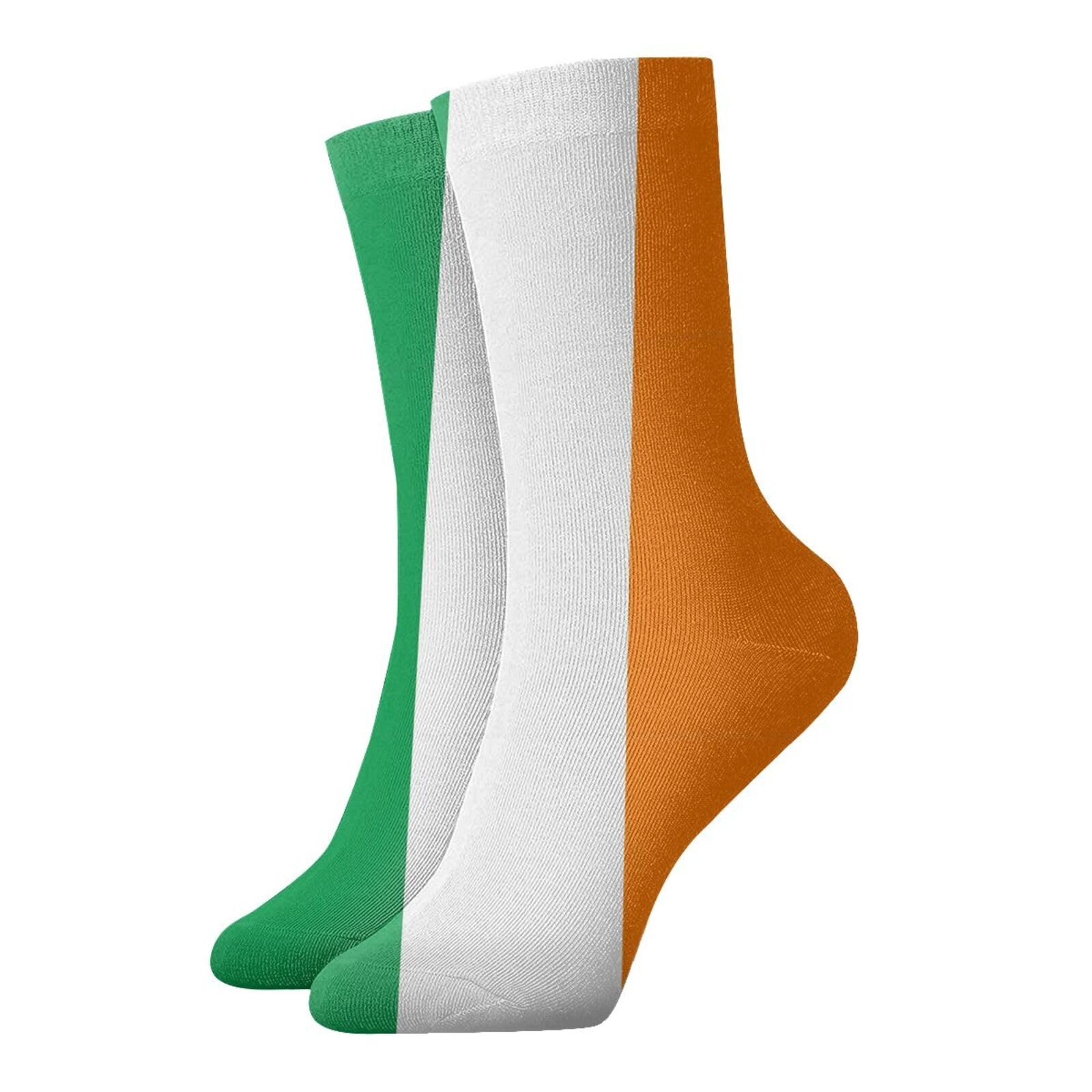 Hceaatb Men's White Adult Ankle Socks Irish Flag Casual Crew Socks Combed Cotton Sock Colorful Fun Socks For Wo's Thermal