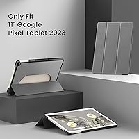 Vista 2 de MoKo Funda para tableta Google Pixel 2023, diseño plegable, ultra fina y delgada, de cuero TPU, protector completo, funda de soporte triple para Gris