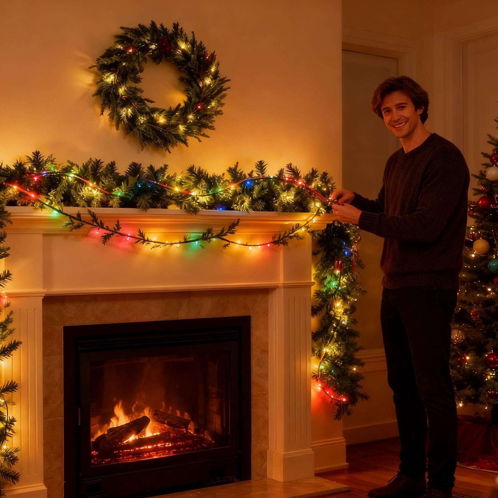 Weihnachtsgirlande Für Den Kamin 268 cm Zedergrün