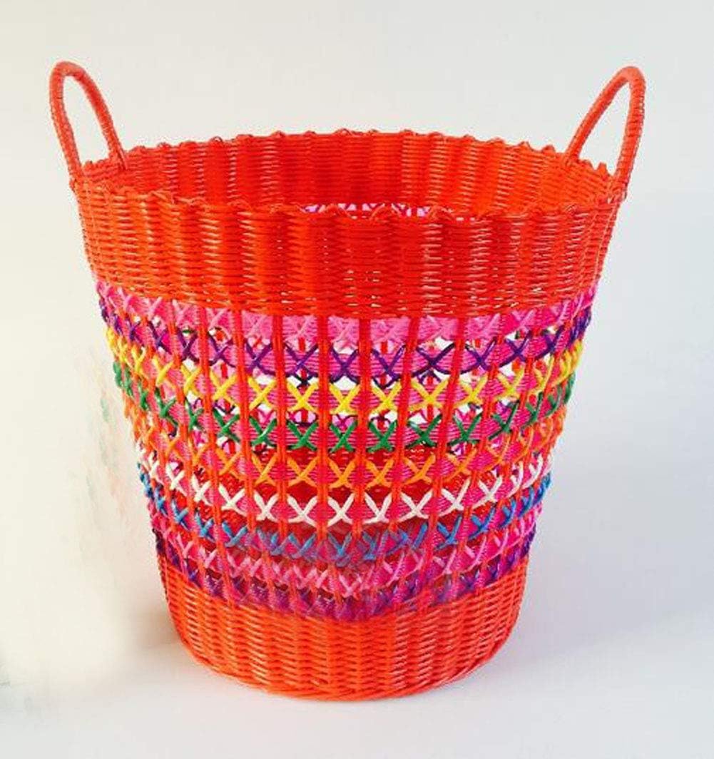 MYtodo Plastic Woven Basket Toy Basket Dirty Clothes Hollow Storage Basket Laundry Barrels (Purple)