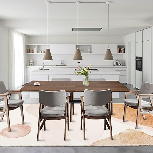 Miniatura 7 de Mesa de comedor rectangular de 71 pulgadas para 6 y 8 pulgadas, mesa de cocina de madera moderna de mediados de siglo con patas cruzadas de metal,