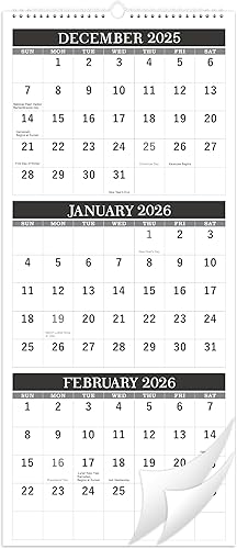 Miniatura 1 de Calendario de pared 2025, calendario de pared de 3 meses (plegado en un mes), enero de 2025 a diciembre de 2025, 11.25 x 26 pulgadas, calendario de