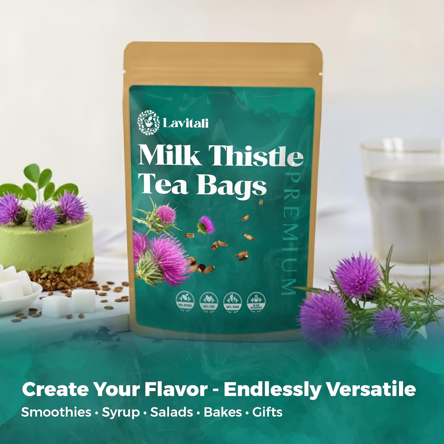 Lavitali, Milk Thistle Tea Bags | 120 bags, 100% Pure Herbal Tea | Caffeine-Free, Antioxidant-Rich, Eco-Friendly Filter Bags | Daily Natural Botanical, Hot or Iced Herbal Infusion - Image 7