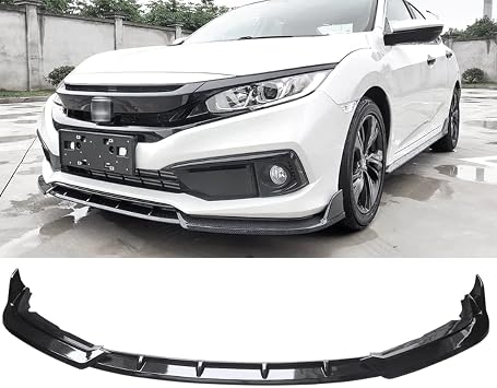 Front Bumper Lip Fit for 2019 2020 2021 Honda Civic Sedan 10th Gen FC1/FC2/FC5 Facelift 3PCS Carbon Fiber Painted Front Bumper Chin Lip Splitter