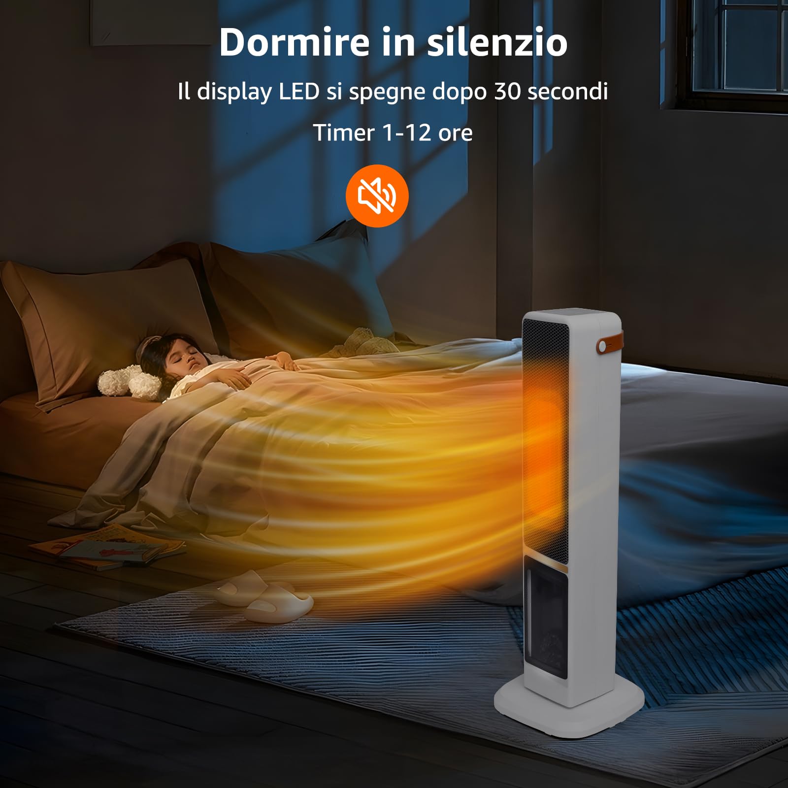 Taylor Swoden Dana - Stufetta elettrica da 2000W per uso interno con camino, rapido e sicuro Termoventilatore ceramico PTC, oscillazione a 70°, timer da 12 ore, 3 modalità, telecomando