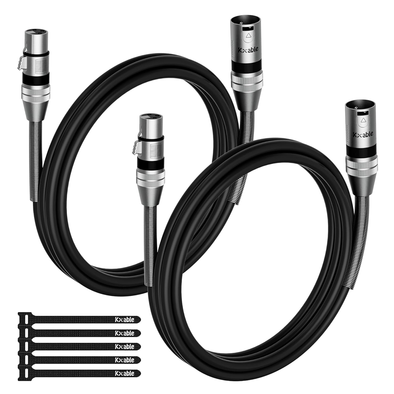 4-Pack DMX to DMX Stage Lighting Cable 15FT, 110 Ohms Impedance DMX Male to Female (XLR Compatible) Cable, 3 Pin Shielded Signal Wire, for XLR DJ Moving Head Par Light Mic Mixer Recording Studio