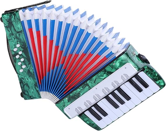 17 Key 8 Bass Piano Accordion, Musical Instrument for Beginners and Students (green)