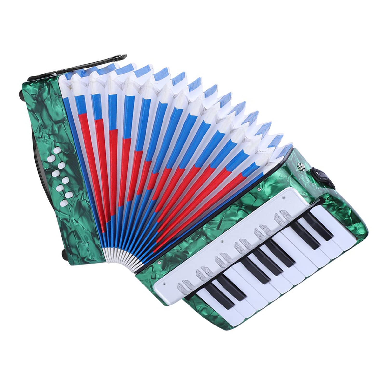 Domary Fisarmonica 17 Tasti 8 Bassi Strumento Musicale per Pianoforte per Principianti Leggero Resistente Durevole Cinturino Regolabile Bambini Rosso Blu Verde Blu Navy (Verde)