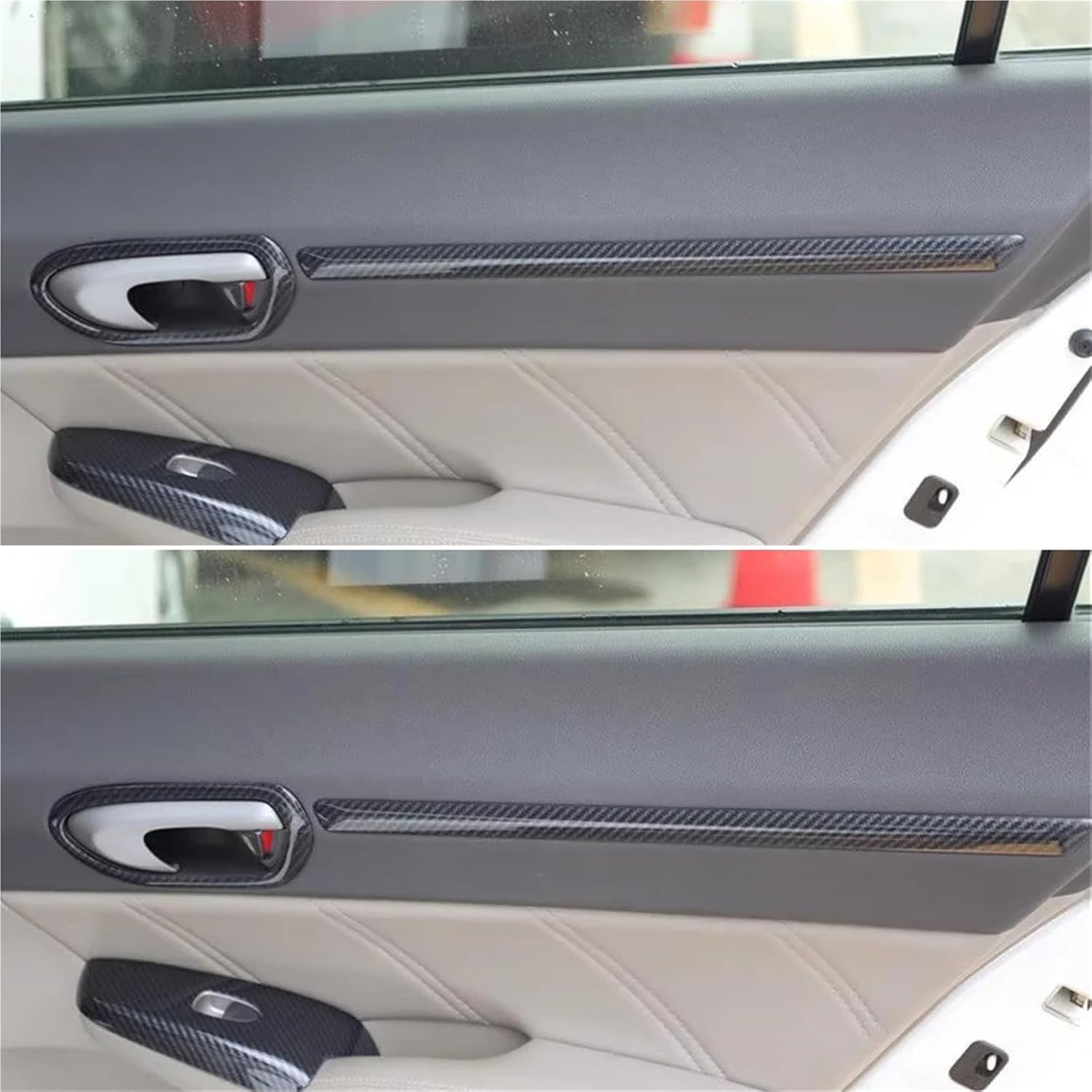 4pcs Compatible with Honda Civic 8th 2006-2011 Car Accessories ABS Carbon Interior Door Armrest Decor Cover Trim