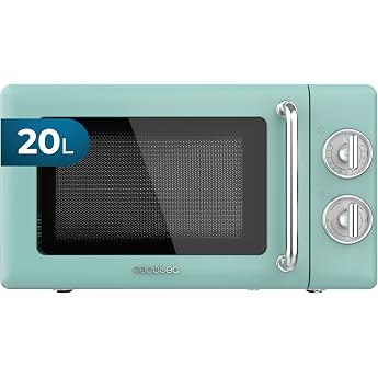 Cecotec Proclean 3010 Retro Green Mechanical Microwave 20L 700W 6 Levels Timer up to 30 Minutes Defrost Mode Vintage Green Design Steel Finish