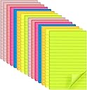 (15 Pads) Lined Sticky Notes 4x6 in Post, 7 Bright Colors with Lines Self-Stick Note Pad it, Strong Adhesive, Big Rectangular Sticky Pads for Office, Home, School, Meeting