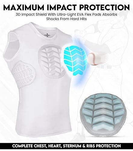 Miniatura 2 de Exxact Sports Protector de pecho de béisbol juvenil, protector de pecho acolchado para el esternón, protector de pecho de sóftbol y costillas para