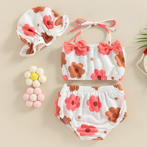 Miniatura 6 de Trajes de baño para niña pequeña, traje de baño para bebé, conjunto de bikini, traje de baño de 3 piezas, traje de playa de verano, parte superior y