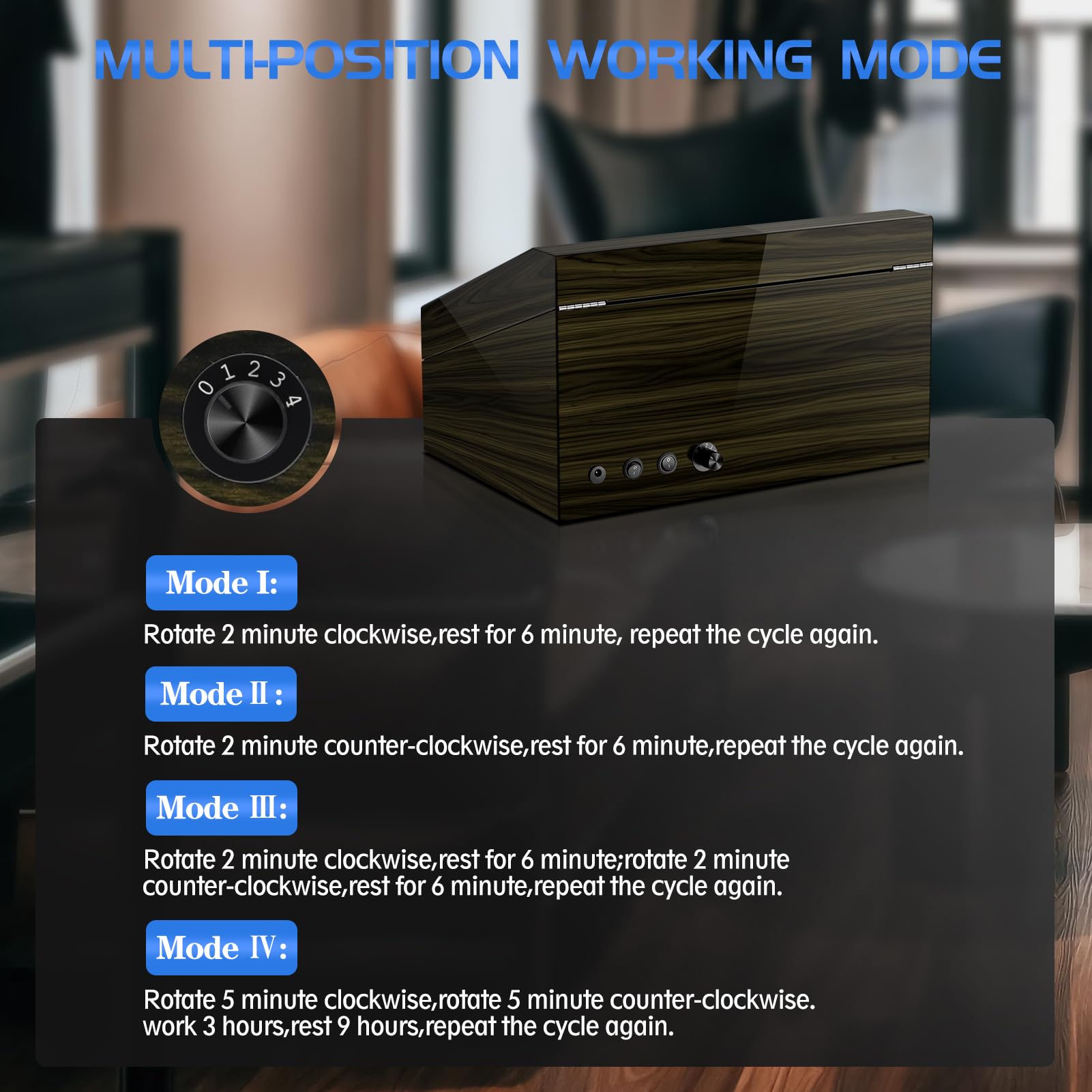 6 Uhr Wickler mit 6 Uhren Lagerung Automatische Uhren Uhrenbeweger für automatische Uhren mit Eingebautem LED-Licht USB Powered Ultra Leise Motor Klavier Lack