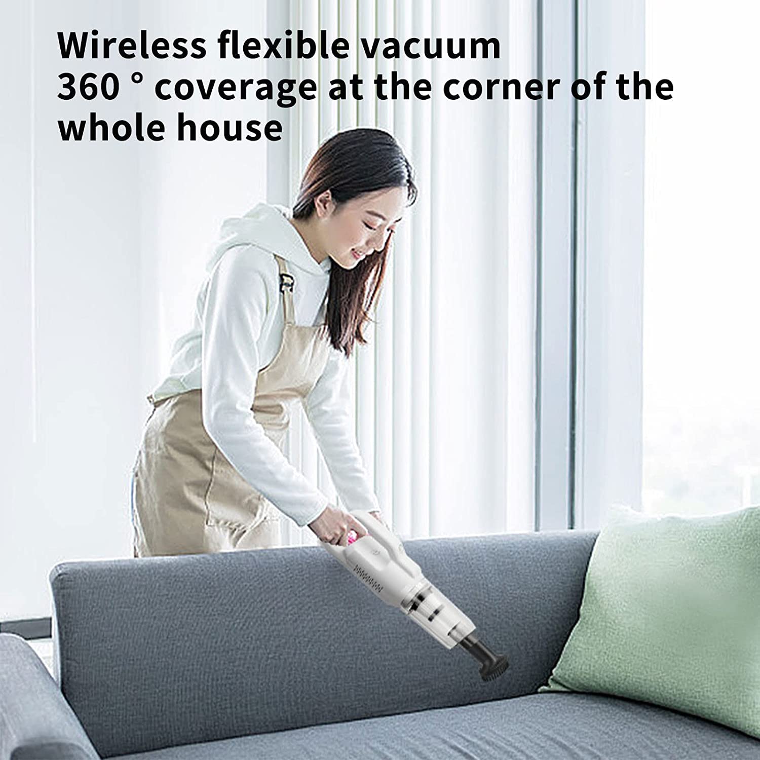 Car Vacuum Cleaner High Power Cordless,Vacuum Cleaner Carpet and Floor,Handheld Vacuum Cordless,Stick Vacuums & Electric Brooms,Household Vacuum Cleaner for Hardwood Floor/Low-Pile Carpet Deep