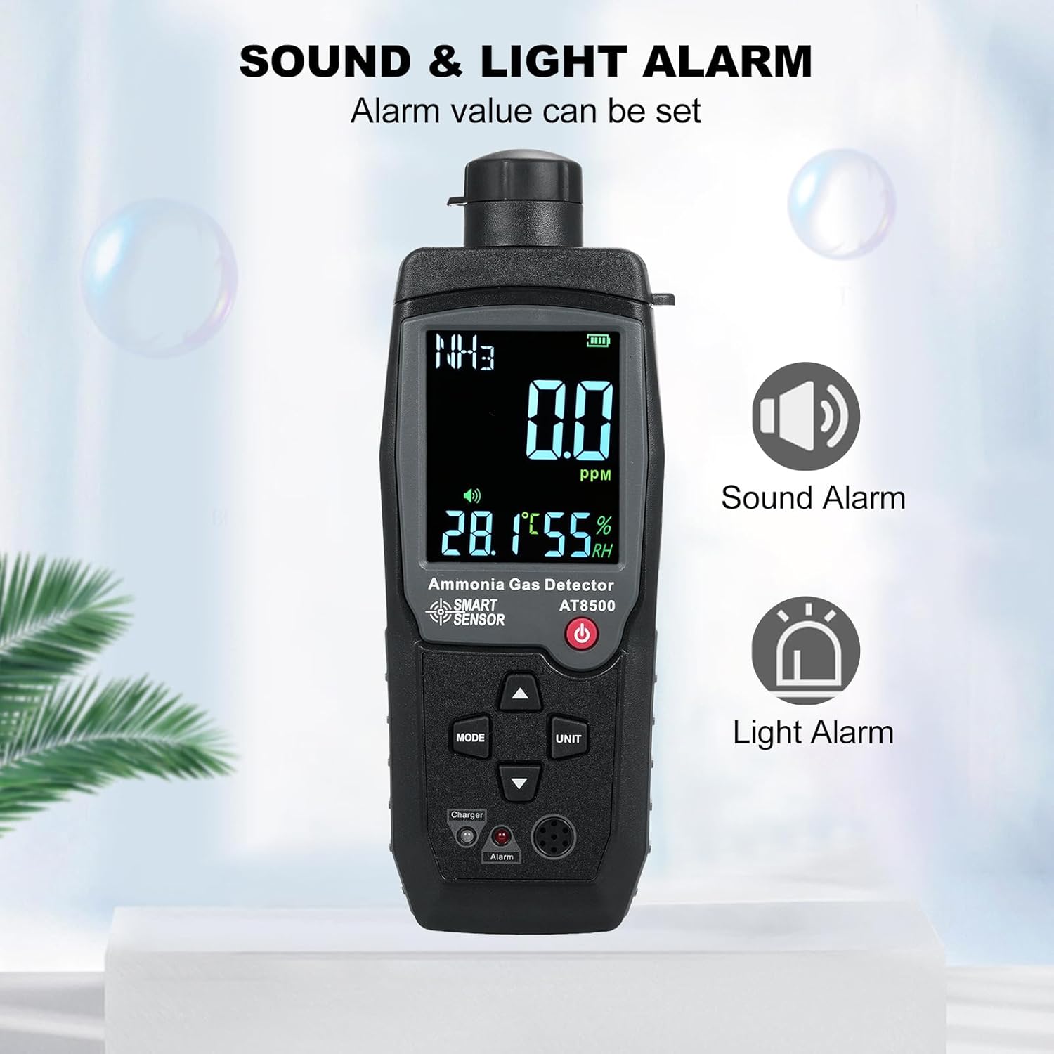 Handheld Ammonia Gas Detector Digital NH³ Gas Tester 0-100PPM Ammonia Gas Meter with Large LCD Display