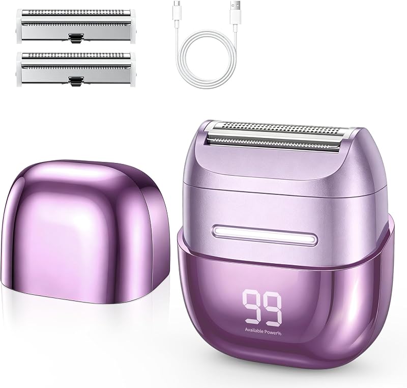 UpperX Mini barbeador elétrico feminino portátil, com 2 cabeças de tela sobressalentes