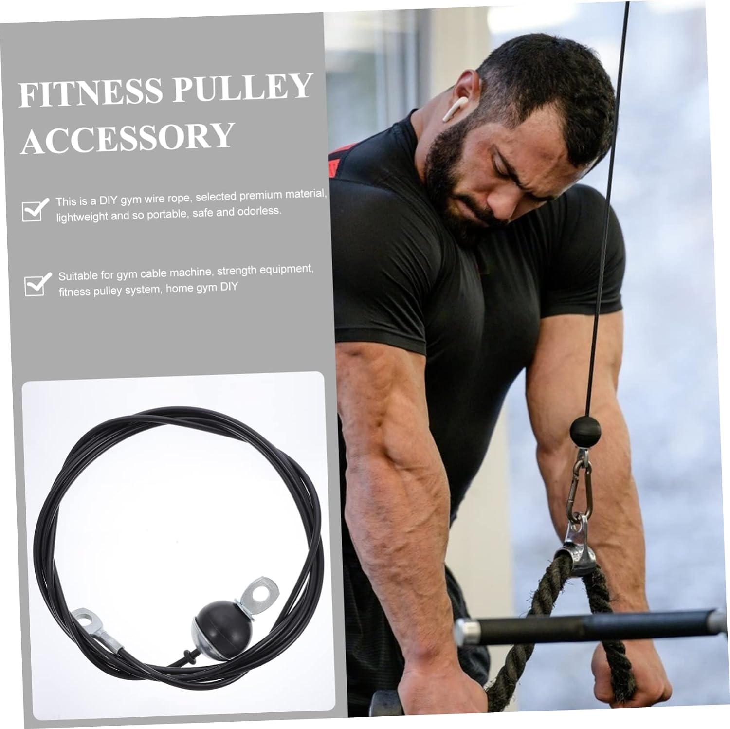 Black 5mm Gym Cable Steel Wire Rope for Home and Commercial Use image 3
