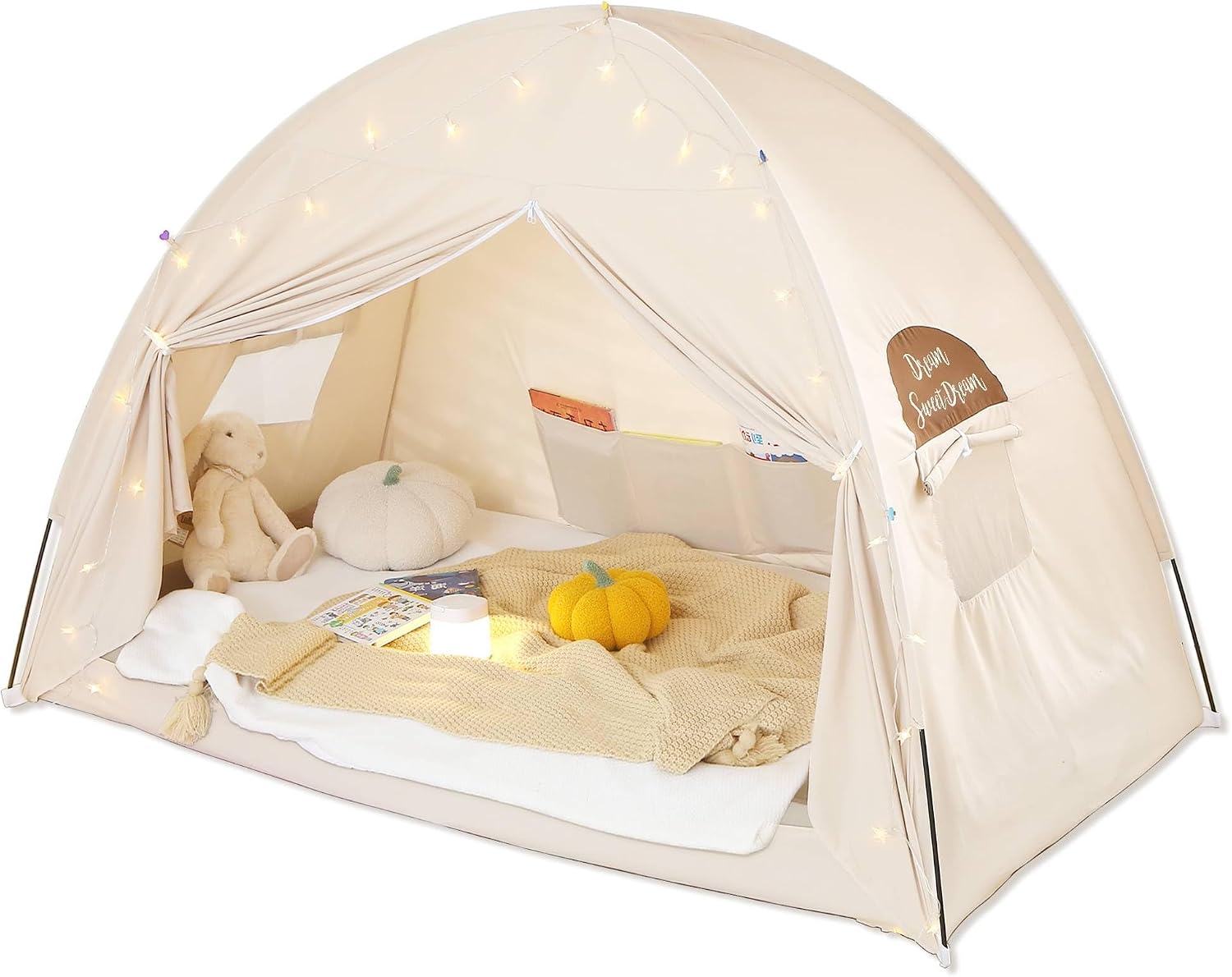 Hommi Lovvi Twin Bed Tent for Boys, Indoor Blackout Sleeping Tent with Dreamy Canopy, Breathable Privacy Bunk Beds, Ideal for Drafty Rooms or Cottage-Style Spaces, Black