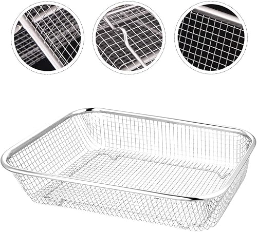 Miniatura 8 de BESTonZON Escurridor de mesa cuadrado rectangular para comida casera multifunción bandeja de enjuague de acero para verduras cuenca del hogar