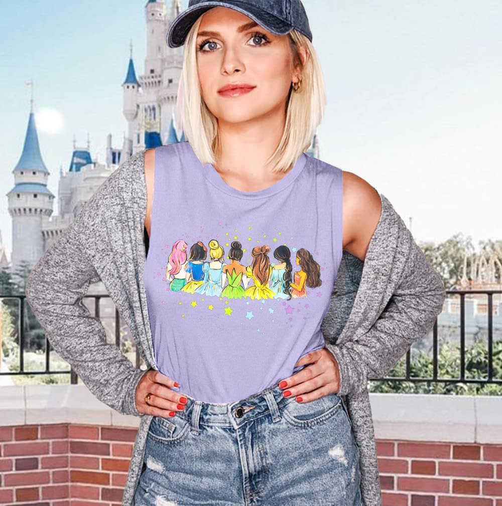 マジカルタンクトップ レディース:マジックプリンセスシャツ キュート マジックキングダム Tシャツ ファミリー バケーション 旅行
