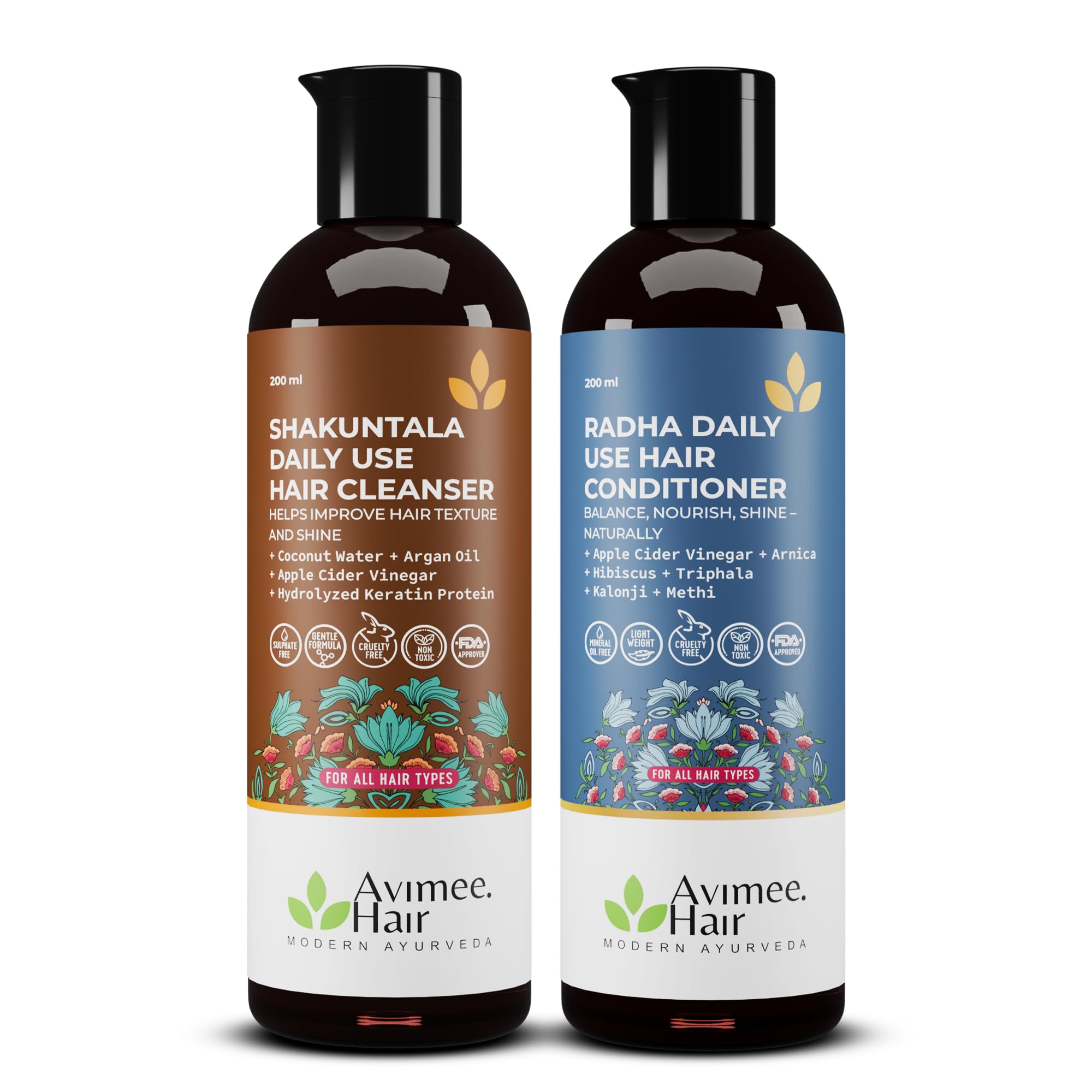 Avimee Herbal Shakuntala Hair Cleanser (200ml) + Radha Hair Conditioner (200ml) Hair Care Combo-picture-35