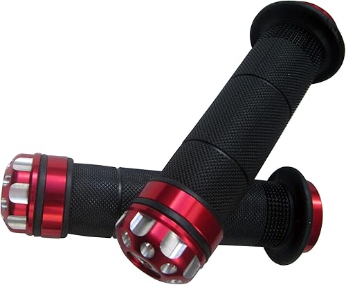 Miniatura 2 de MotorToGo Manillar rojo negro Grips Gel con tapa de barra CNC negra compatible para Suzuki SV650 2017