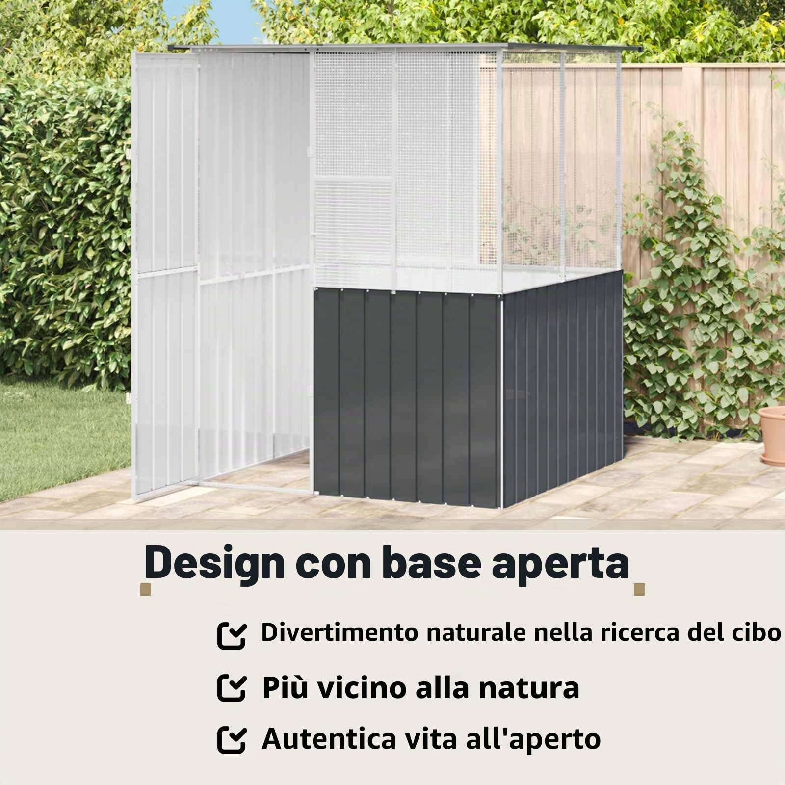 vidaXL Vogelkooi Antraciet 165 x 165 x 200 cm Gegalvaniseerd staal | Sterk genoeg voor buitengebruik, Handig als je meer dan één hebt, Ziet er gaaf uit en is niet reflecterend