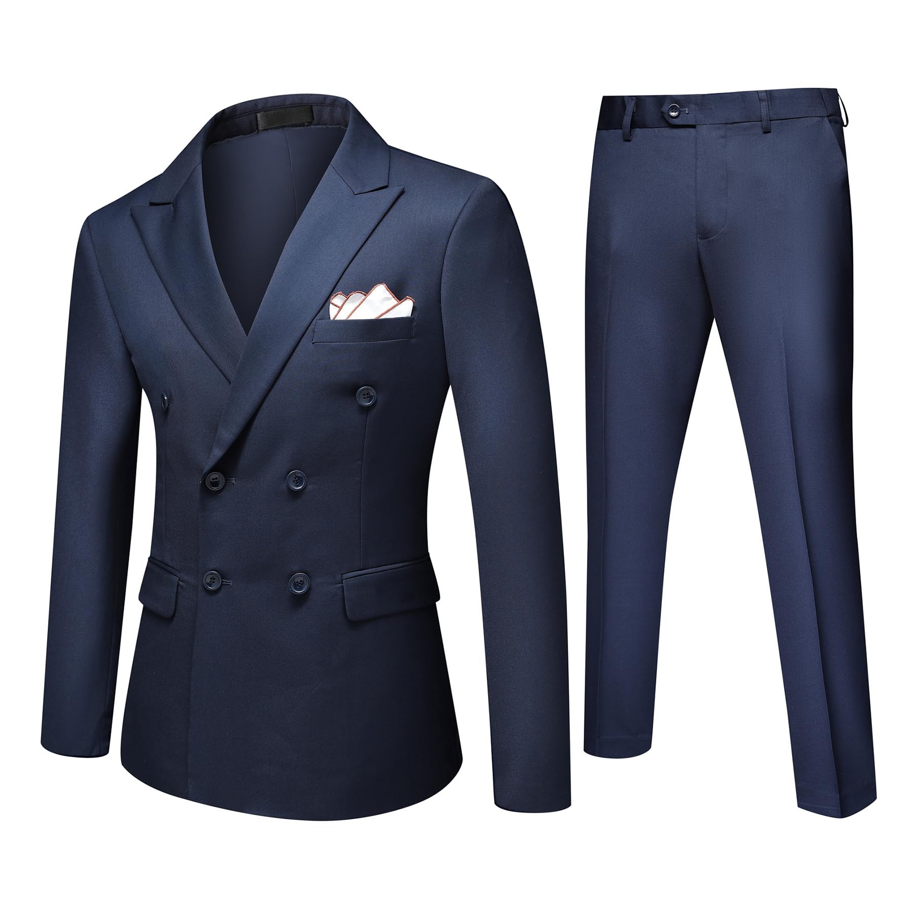 YFFUSHI Abito Uomo 2 Pezzi Regular Fit Doppiopetto Revers a Punta per Matrimonio Affari Giacca Pantaloni