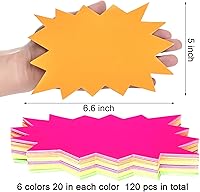 Vista 4 de 5x6.6 Pulgadas 120 Piezas de Señales Fluorescentes de Neón, Señales de Recortes de Estrellas Explosivas para Venta Minorista, Señal de Venta