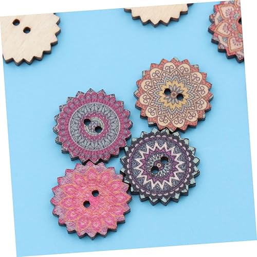 Miniatura 3 de EXCEART 200 botones para abrigos, bonitos botones de madera hechos a mano, botones de madera de flores, botones decorativos de madera para
