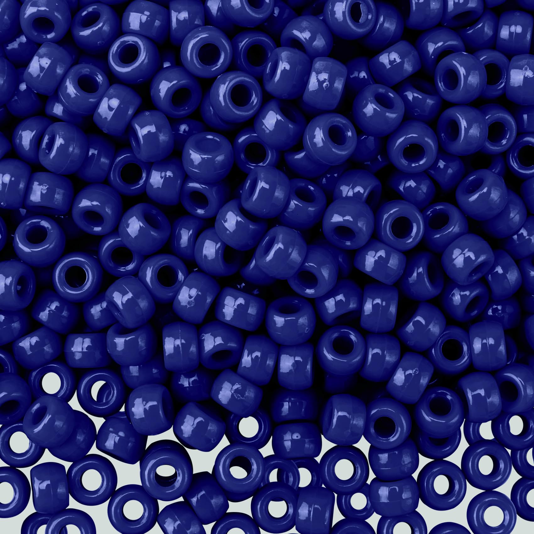 QPIXVB 1100pcs Pony Beads, Plastic, Cylindrical, Blue, 6x9mm, Perfect for Jewelry Making, Hair Braids, Crafts