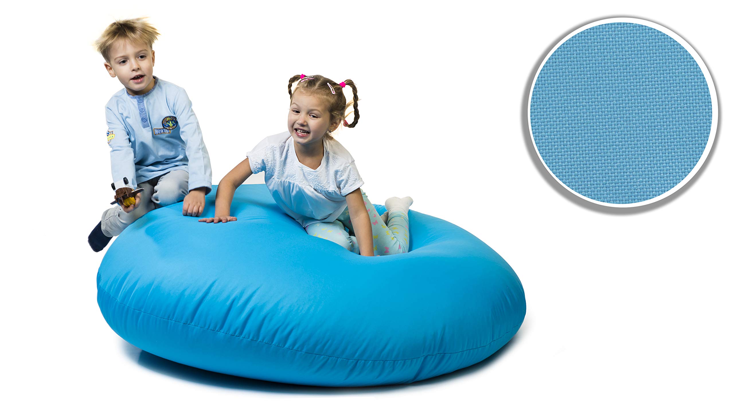 sunnypillow XL Sitzsack mit Styropor Füllung 100 cm Durchmesser 2-in-1 Funktionen zum Sitzen und Liegen Outdoor & Indoor für Kinder & Erwachsene viele Farben und Größen zur Auswahl Blau
