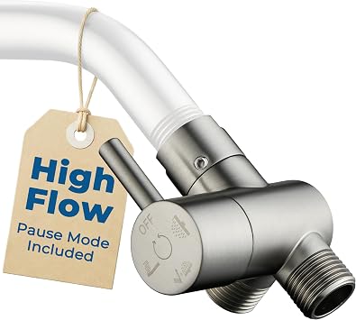 G-Promise All Metal High-Flow Shower Diverter Valve with Pause Mode, 3-Way 4 Setting Splitter for Handheld and Fixed Spray Showerhead Adapter, Bathroom Universal Replacement Part Brushed Nichel