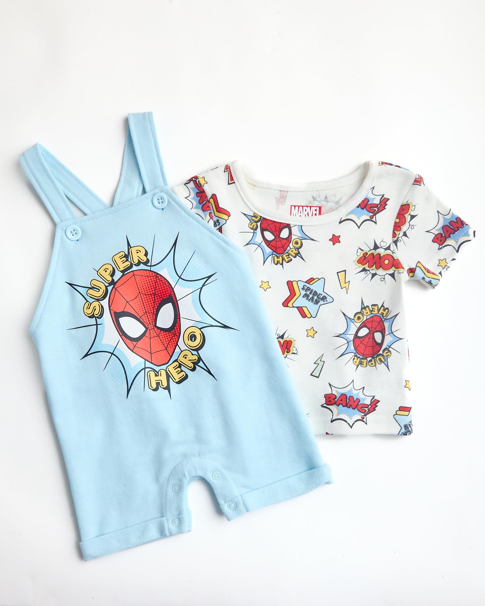 Disney Baby Jungen Mickey Mouse Strampler - 2-teiliges Overall und T-Shirt Set (Neugeborene/Kleinkind)