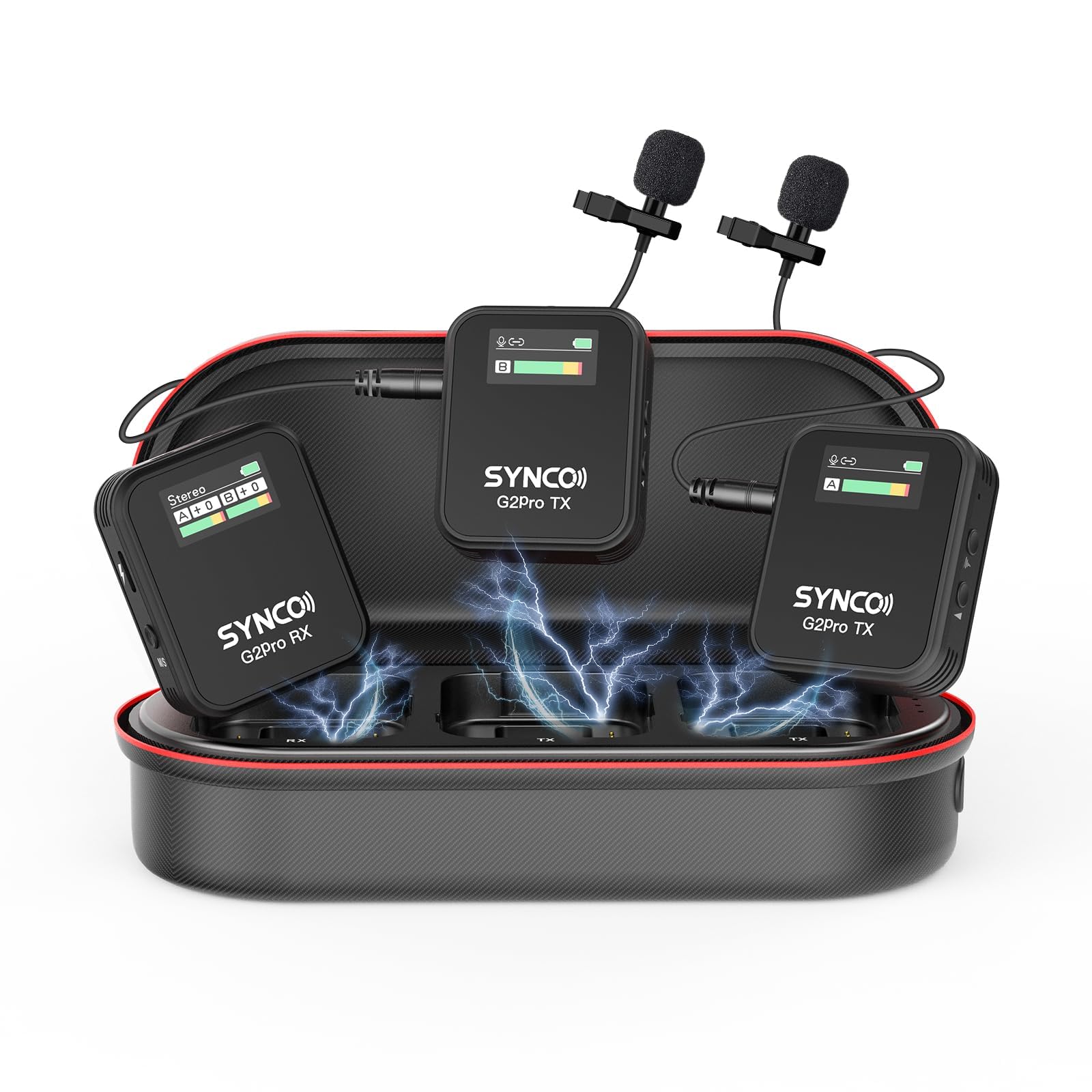 SYNCO Micrófono Inalámbrico Lavalier G2(A2) Pro, Micro de Solapa 2.4 GHz 200m Compatible con Cámara DSLR Videocámaras Móviles Tabletas para Grabación y Entrevistas