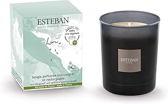 Esteban – Nachfüllbare Duftkerze 180g – Leinenreiner Duft – Hochwertiges Wachs – Handgefertigt – Über 35 Stunden Duft – 98% natürliche Inhaltsstoffe