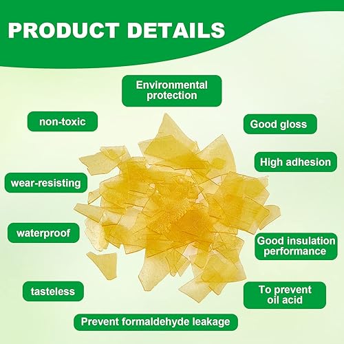 Miniatura 3 de Weewooday Hojuelas de Goma Laca Acabado Rubio Goma Laca para Decoración del Hogar Pintura Suministros de Manualidades, 11oz, Color Claro