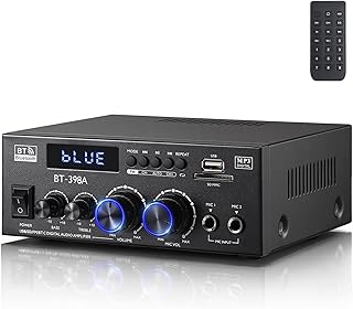 Facmogu BT-398A Stereo Digital Audio Amplifier, Max 450Wx2 HiFi Sound Audio Power Amplifier System, 2.0 Channel Receiver Amp for Home Theater Garage w/Fiber/Copper Jack, USB/SD/AUX/RCA/MIC in w/Echo