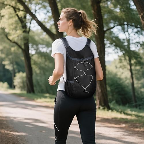 Miniatura 6 de Mochila plegable ligera para senderismo, 20 litros, para acampar, ciclismo, al aire libre, color negro
