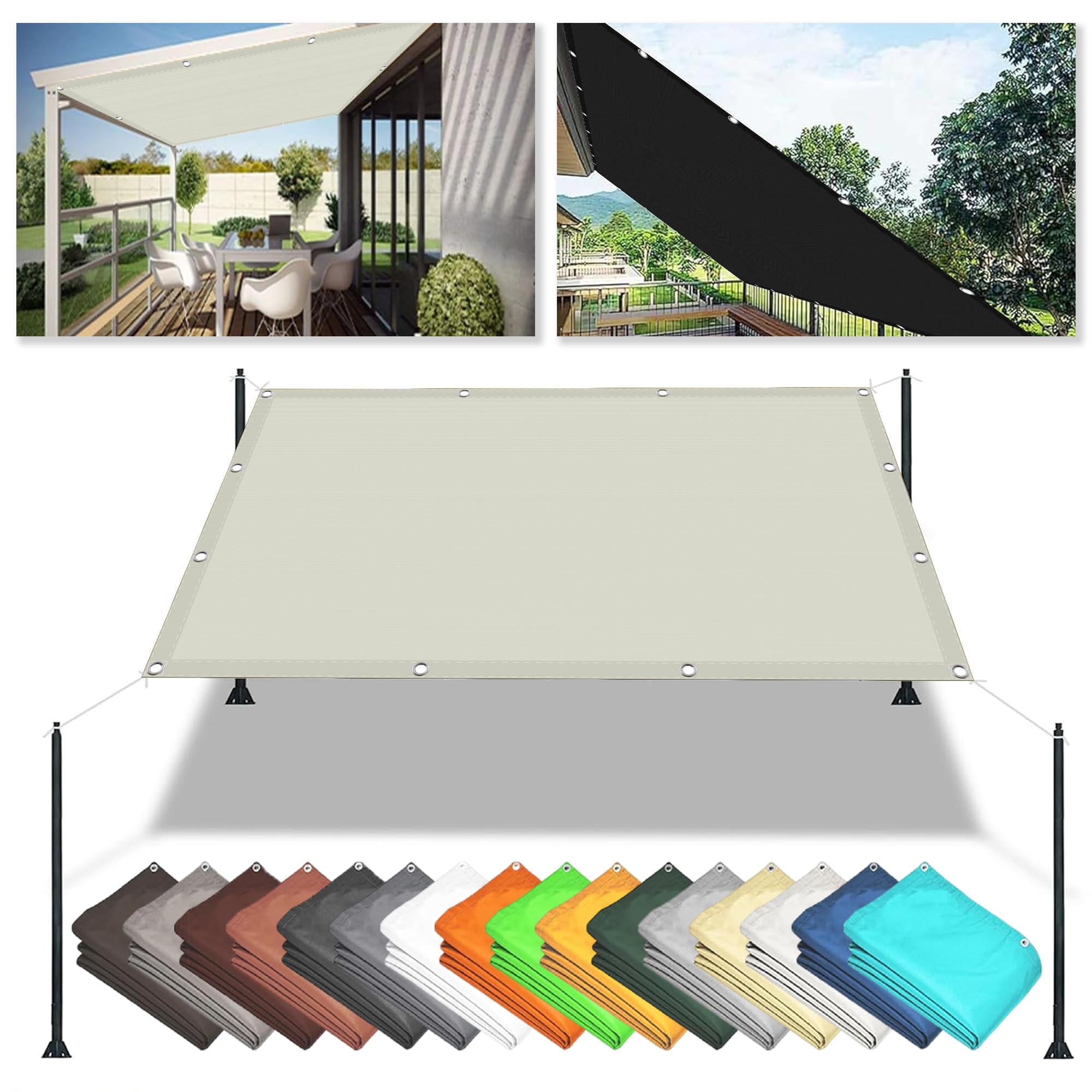 Toile d'ombrage étanche 5x10 m anti-UV pour protéger une grande terrasse