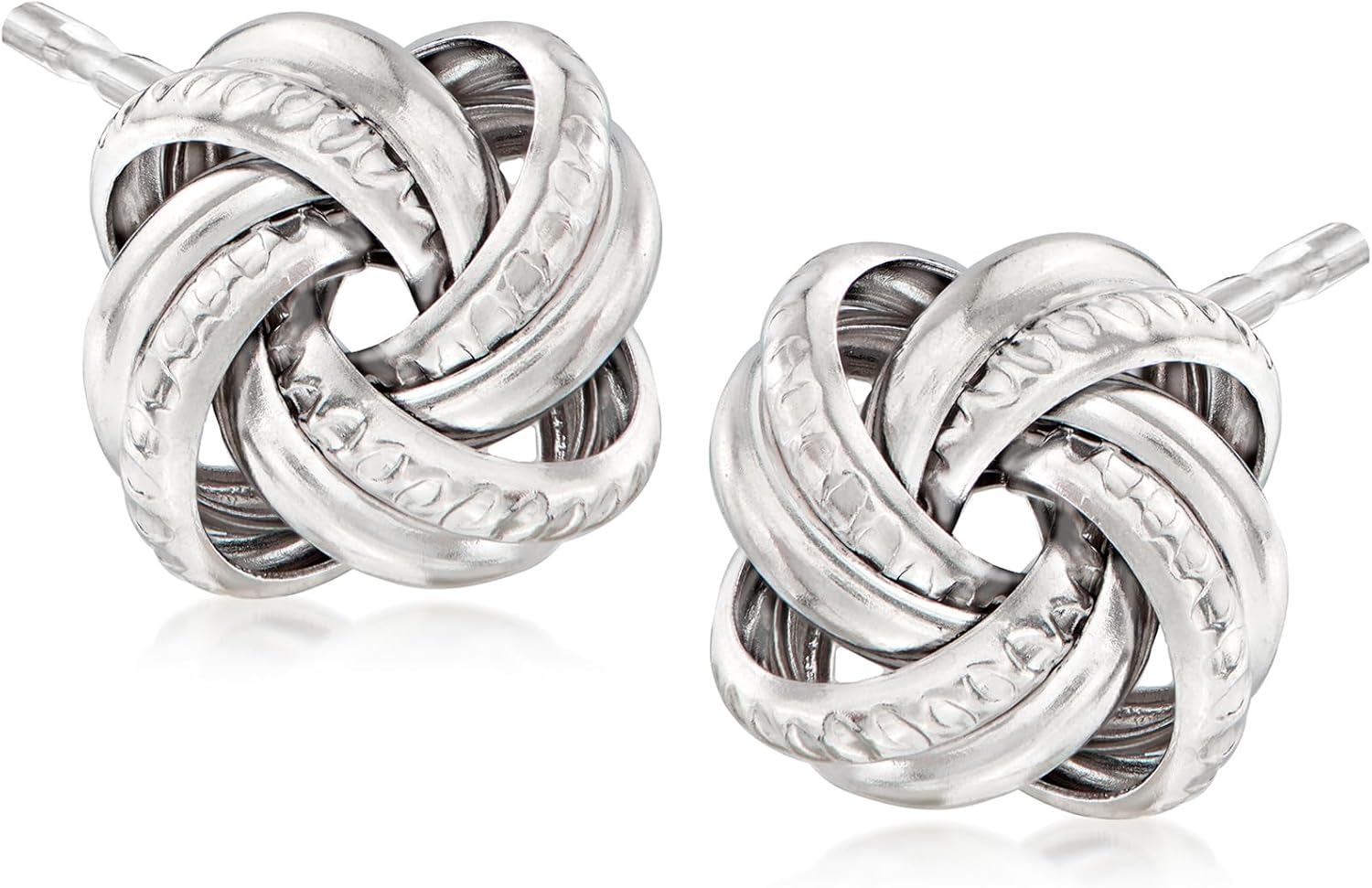 Ross-Simons Italian Sterling Silver Jewelry Set: Love Knot Necklace and Earrings. 20 inches