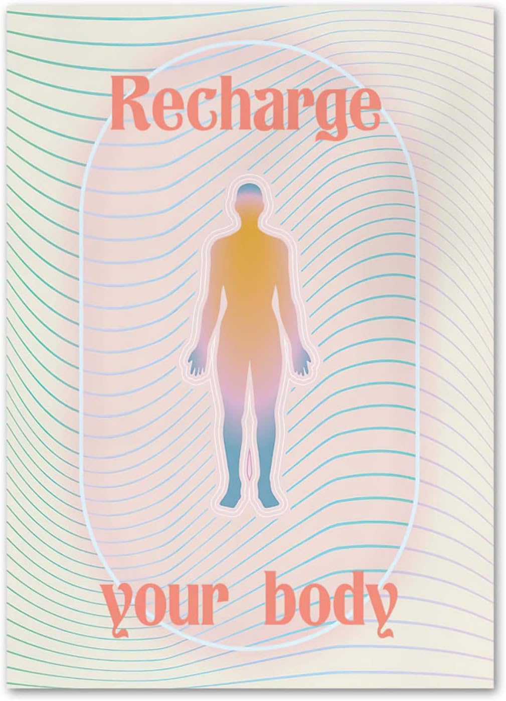 QUBTAN Yoge Body Recharge Poster And Prints Sport Wall Art Healthy Fitness Canvas Painting Nordic Aesthetic Pictures For Living Room Decor50x70cmx1No Frame
