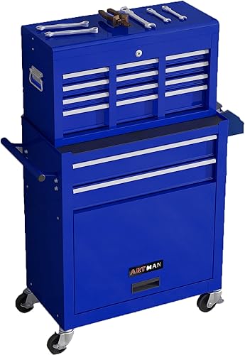 Miniatura 125 de Carro de herramientas de 4 cajones con ruedas, multifuncional, almacenamiento de herramientas, cajones, herramienta rodante, organizador