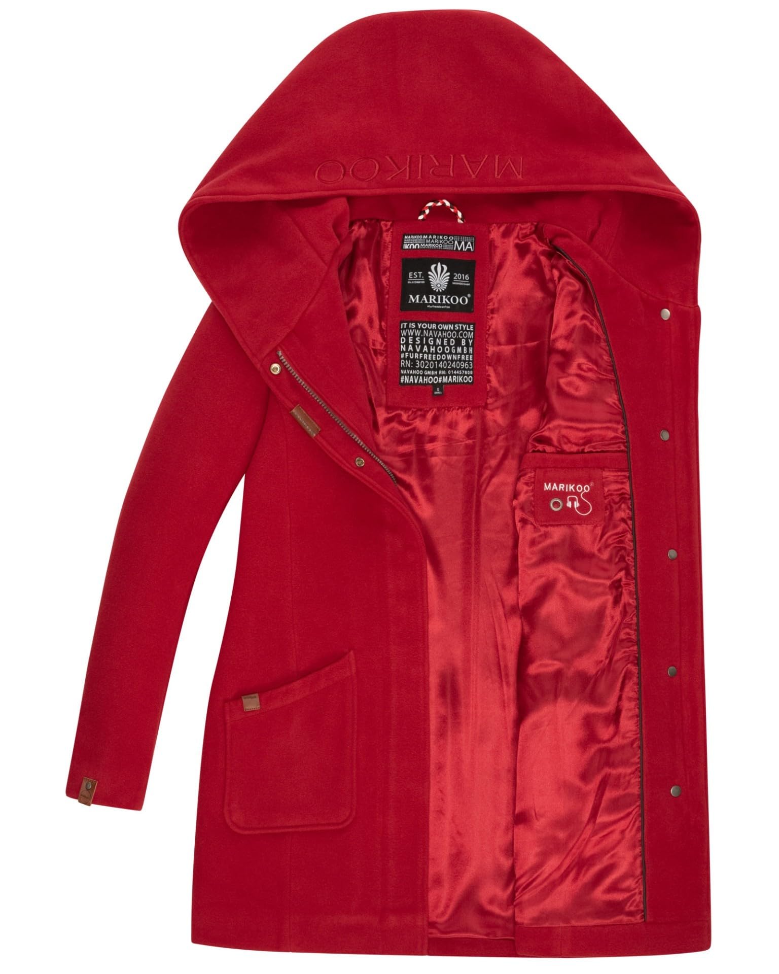 Marikoo B819 - Cappotto da donna, invernale, trench, parka, giacca lunga per la mezza stagione