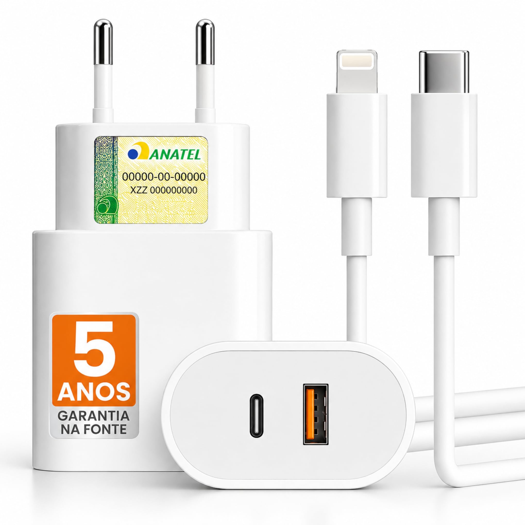 Carregador Turbo 50W Premium USB-C com Cabo Lightning — Carregamento Rápido Power