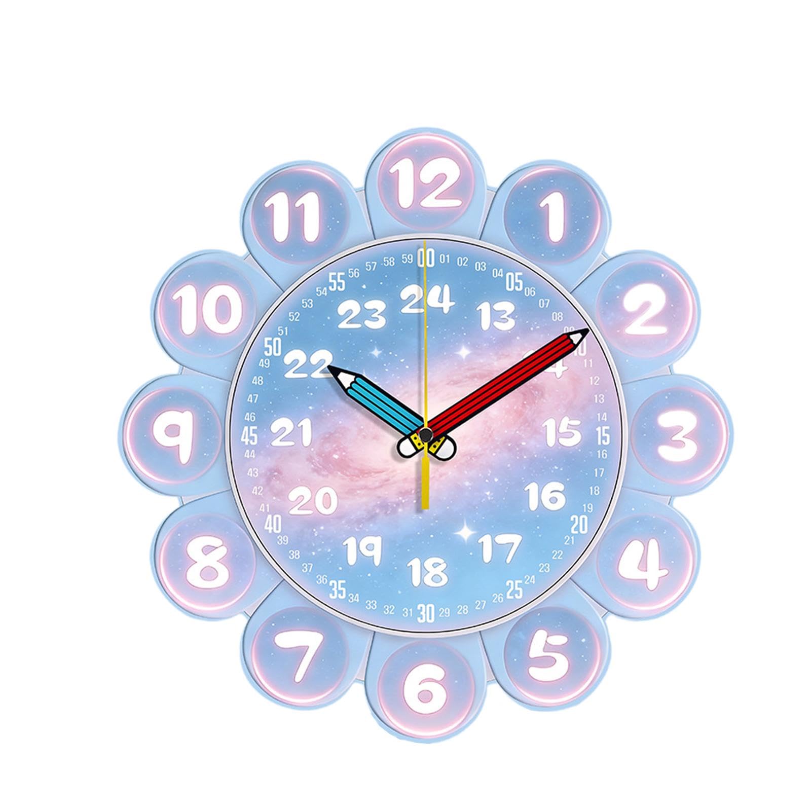 Sharplace Reloj de Aprendizaje para niños, analógico, para Aprender a Decir Hora, Reloj didáctico para el Aula y el Dormitorio, Soñador